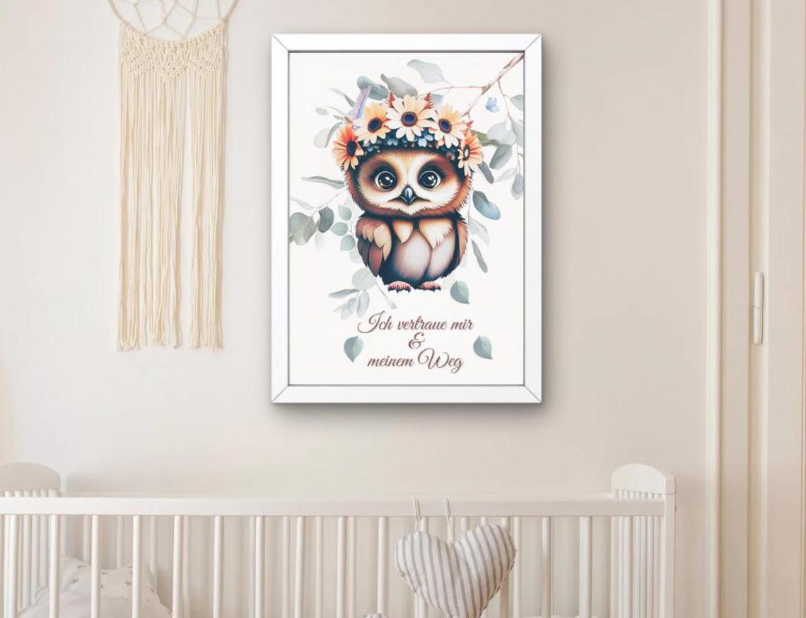 Nursery Decor Poster Wall Art For Kids Animal Flower Wreath Animals Motivational