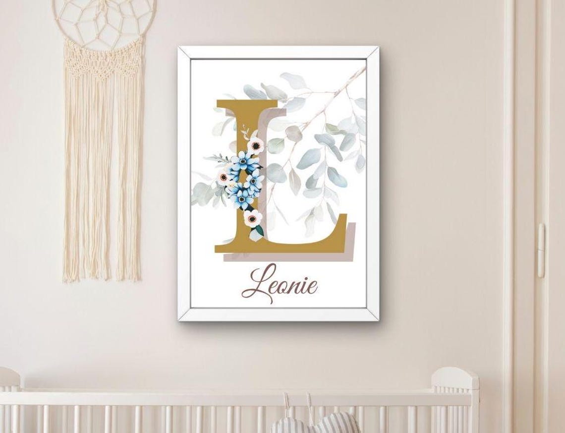 Nursery Decor Poster Wall Art For Kids Letter Poster Flower Wreath Wall Art