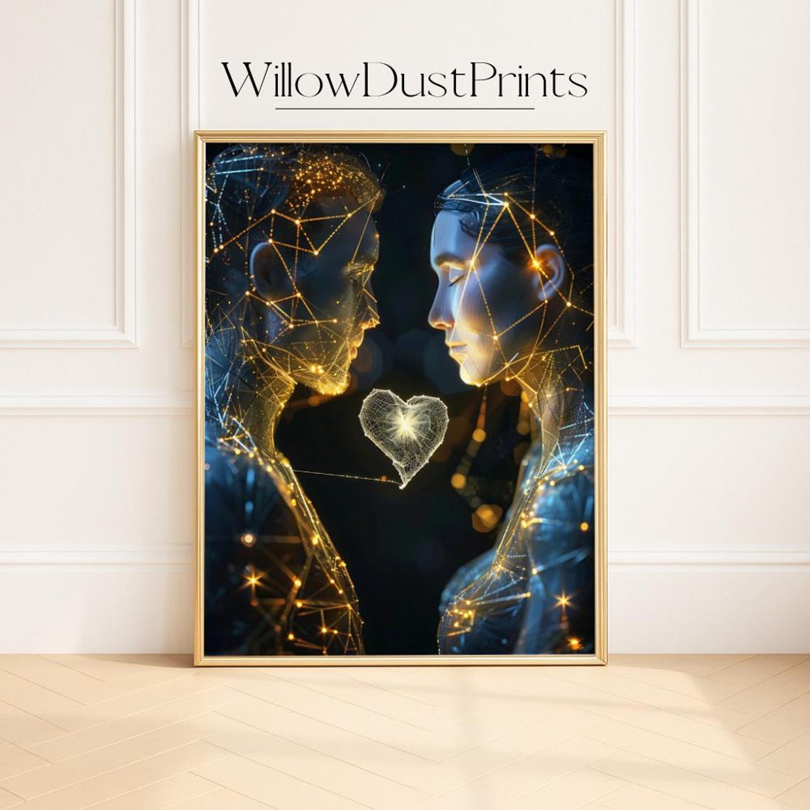 Futuristic Couple With Glowing Heart Sci Fi Romantic Love Poster