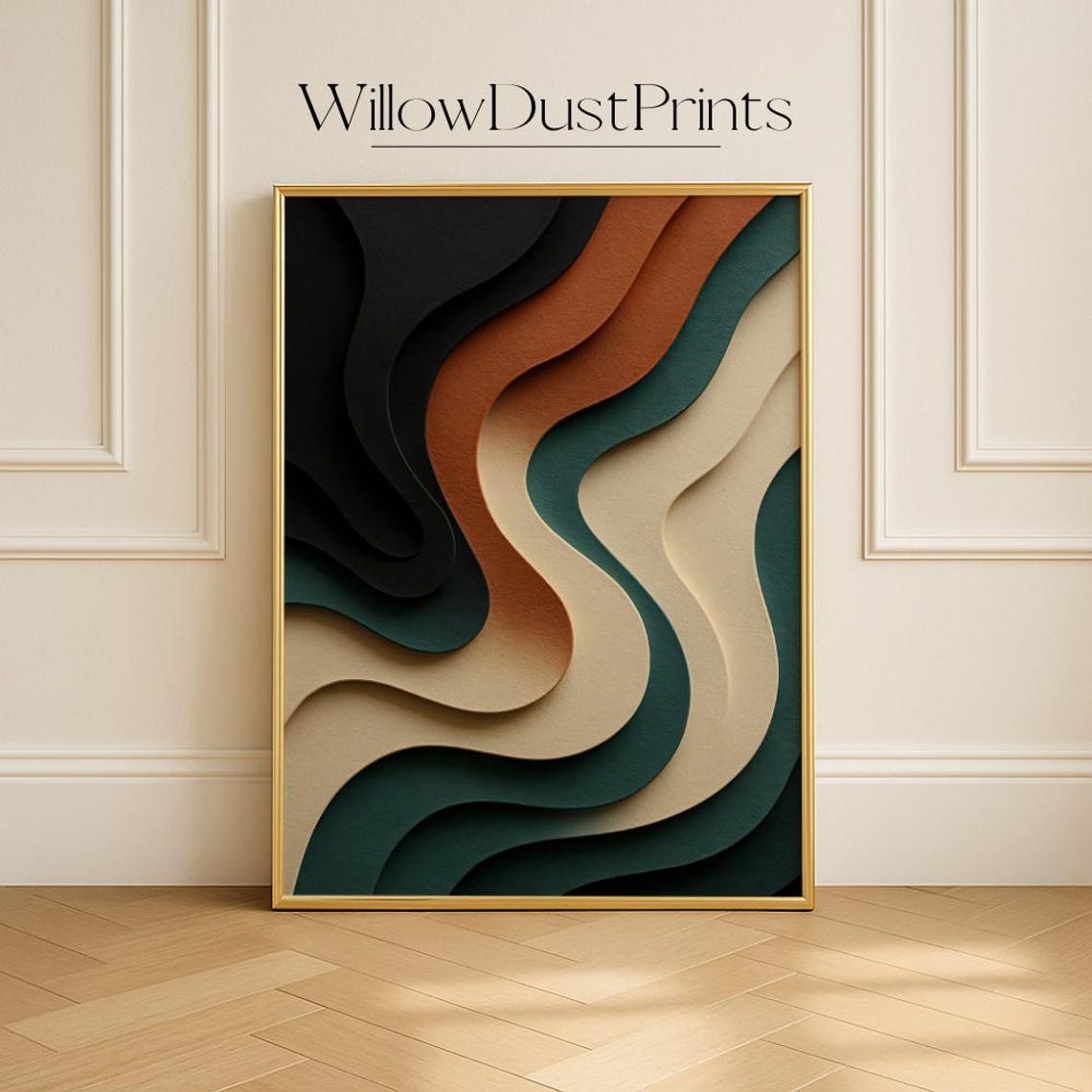 Layered Paper Cut Abstract Wavy Lines Modern 3D Texture Poster