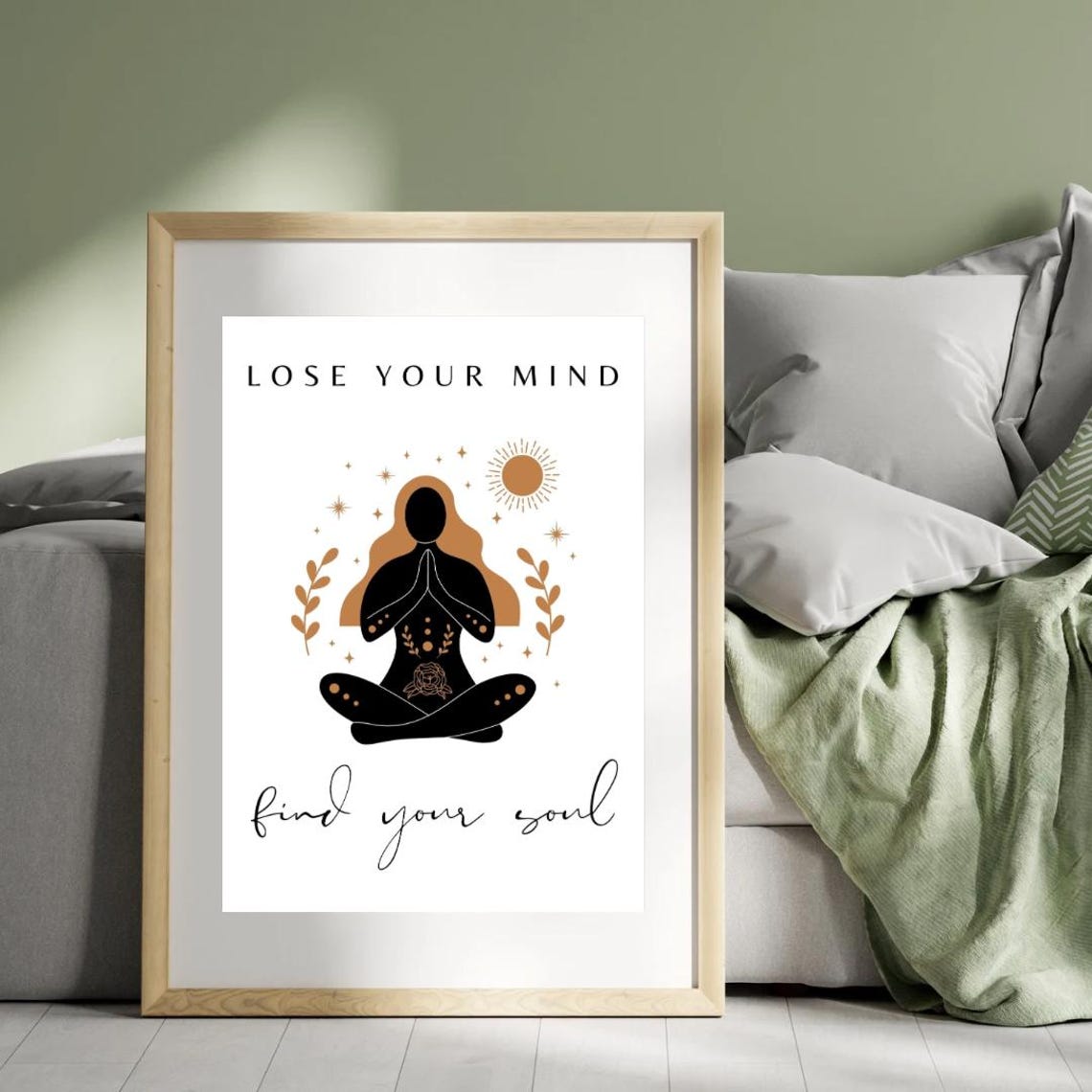 Lose Your Mind Find Your Soul White Meditation Silhouette Poster - Image 3