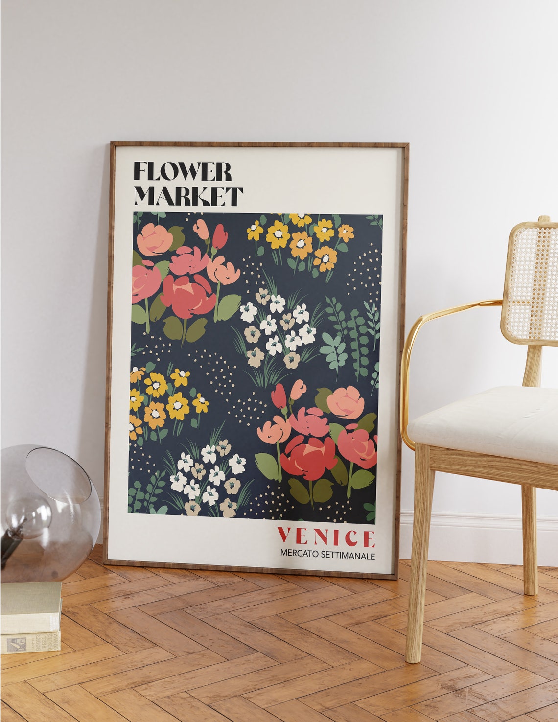 Flower Market Print Flower Market Venice Poster Bright Flowers Art Poster Retro 70s Flower Market Boho Flower Market Print F026 - Image 3