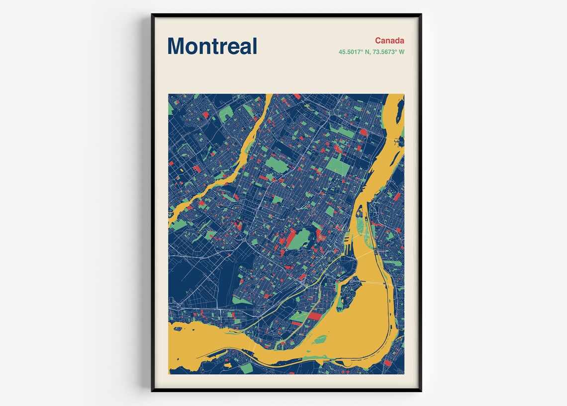 Montreal Map Poster, City Map Wall Art Print