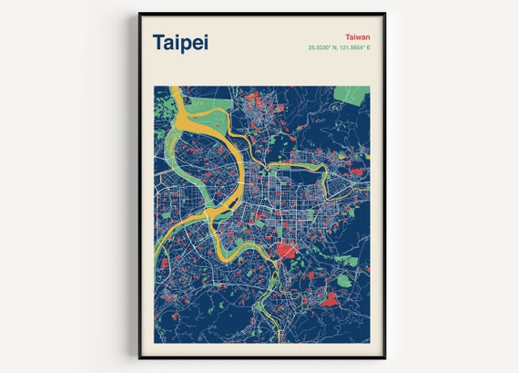 Taipei Taiwan Map Poster, Custom Map Design