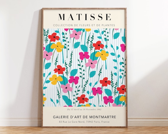 Matisse Wildflower Exhibition Poster Turquoise Pink Floral 1962