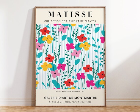 Pink Turquoise Floral Matisse Poster Flower Market Poster Matisse Exhibition Poster Abstract Flowers Art Print Mp087