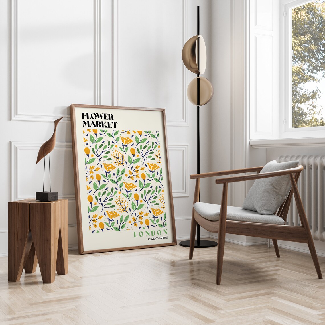 London Flower Market Covent Garden Yellow Floral Botanical Poster - Image 3
