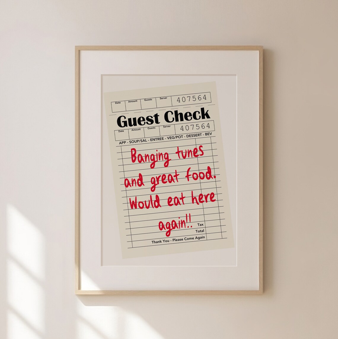 Guest Check Vintage Receipt Handwritten Review Funny Art Poster