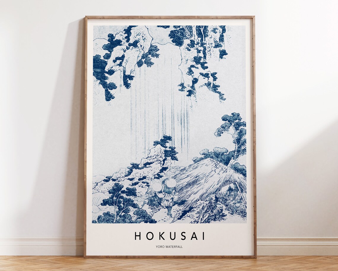 Hokusai Waterfall Vintage Japanese Art Print