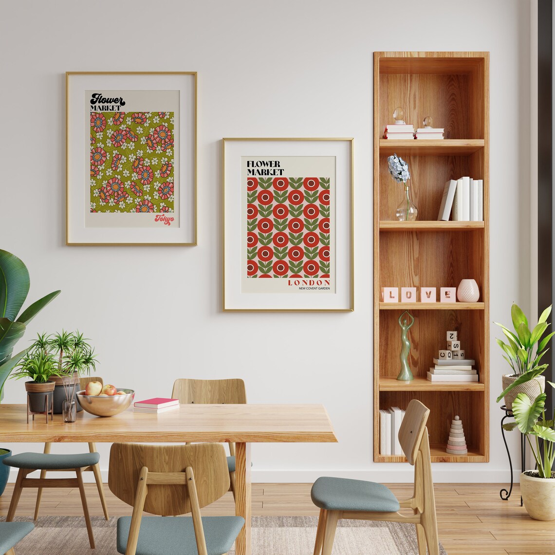 Flower Market London New Covent Garden Retro Poppy Art Poster - Image 2