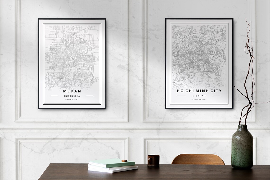 Medan Indonesia City Map Street Grid Minimal Line Art Travel Poster - Image 2