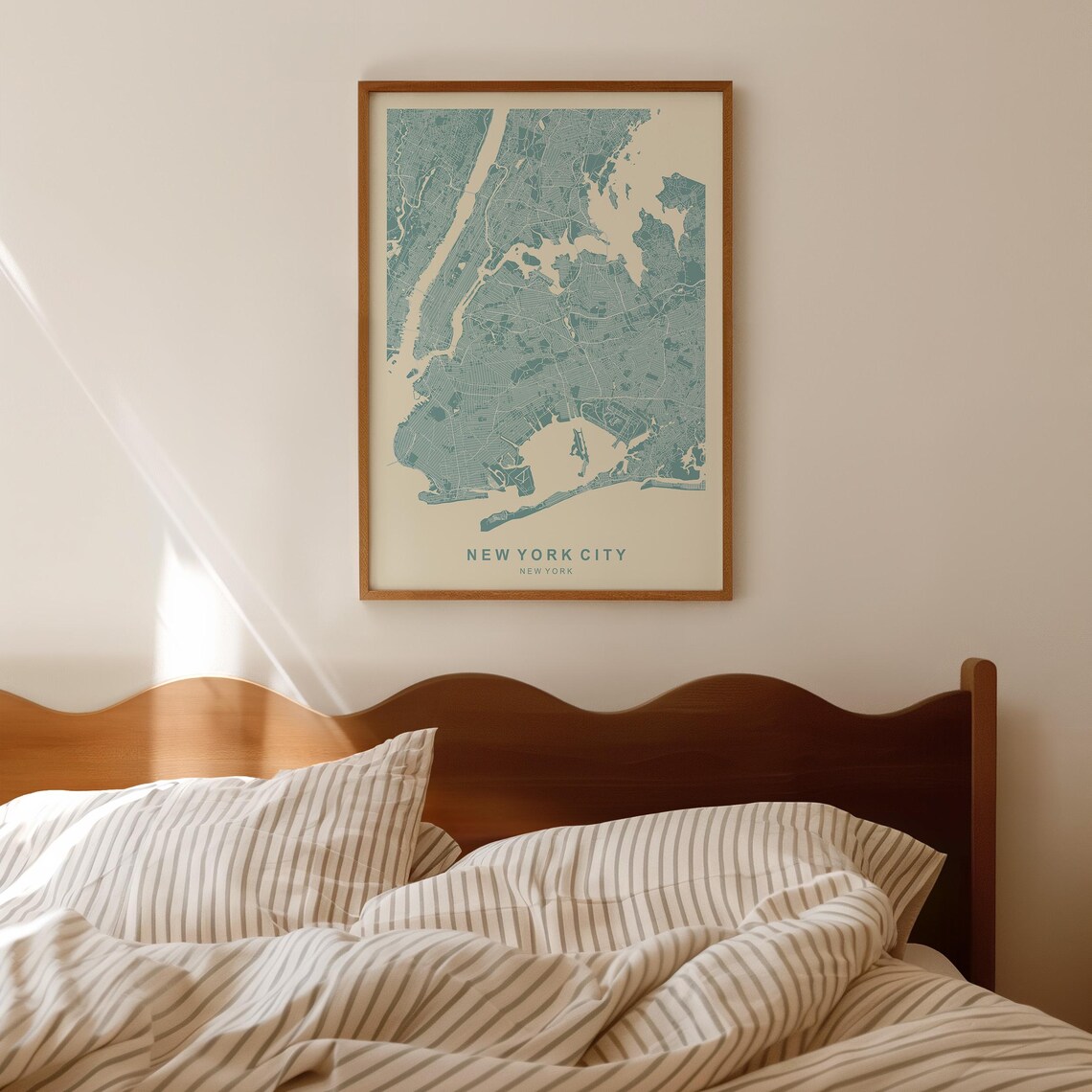 New York City Map Poster Teal Blue NYC Street Map Minimalist Design - Image 3