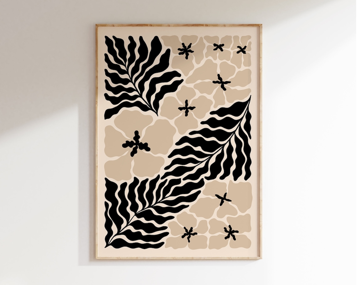 Matisse-Inspired Abstract Flower Botanical Art Print