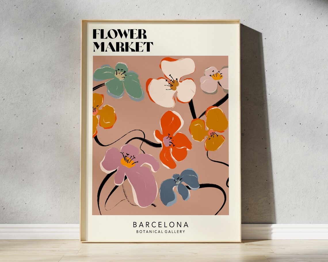 Flower Market Retro 70s Art Print, Retro Flowers - Image 2