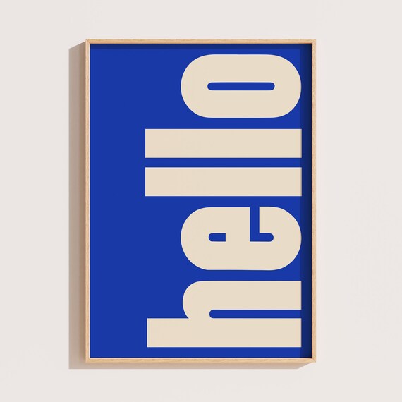 Hello Art Print More Colours Hello Hi Hiya Typography Poster Trendy Typography Poster Maximalist Print Entrance Hall Print Ty136