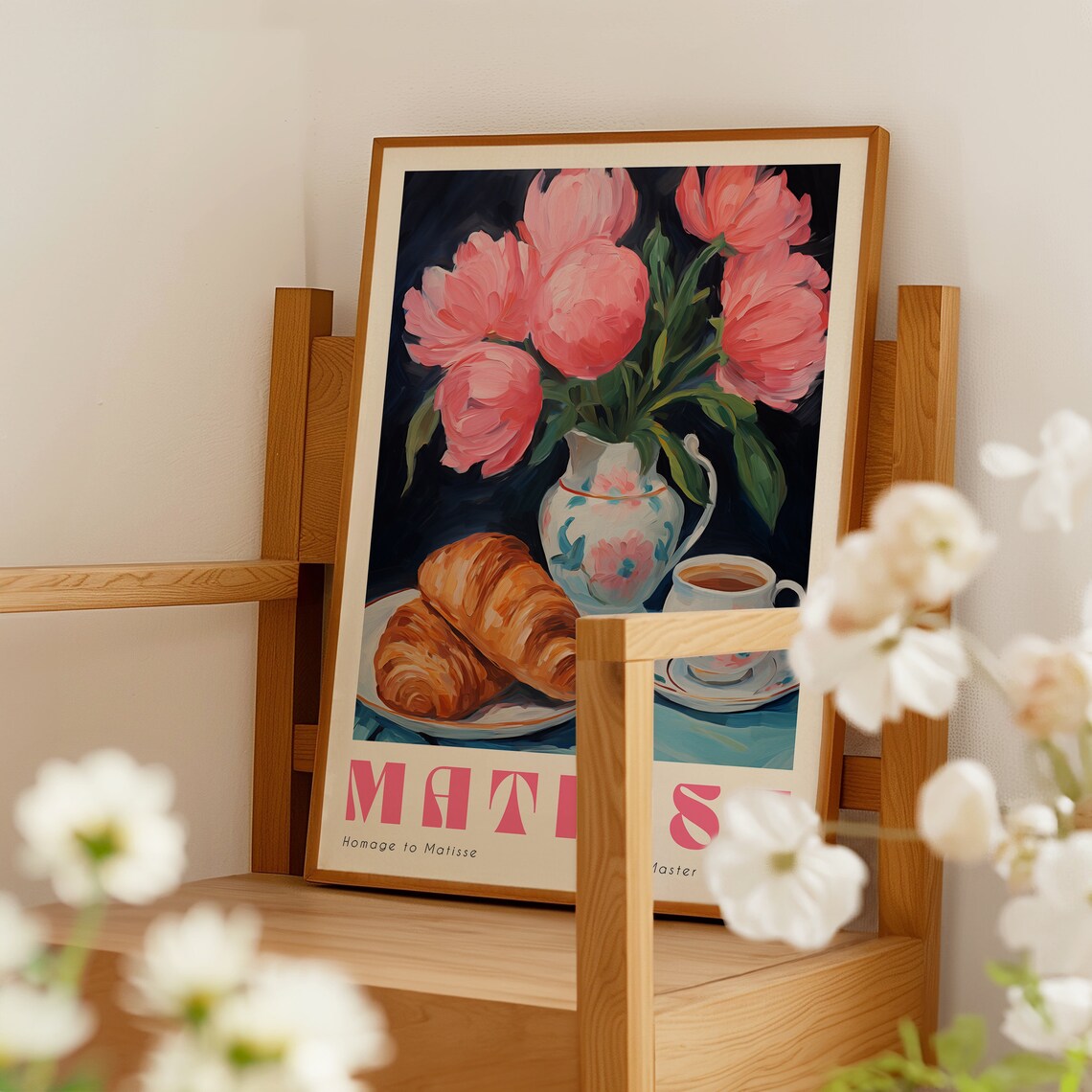 Matisse Peony Bouquet Croissants Coffee Still Life Art Poster - Image 2