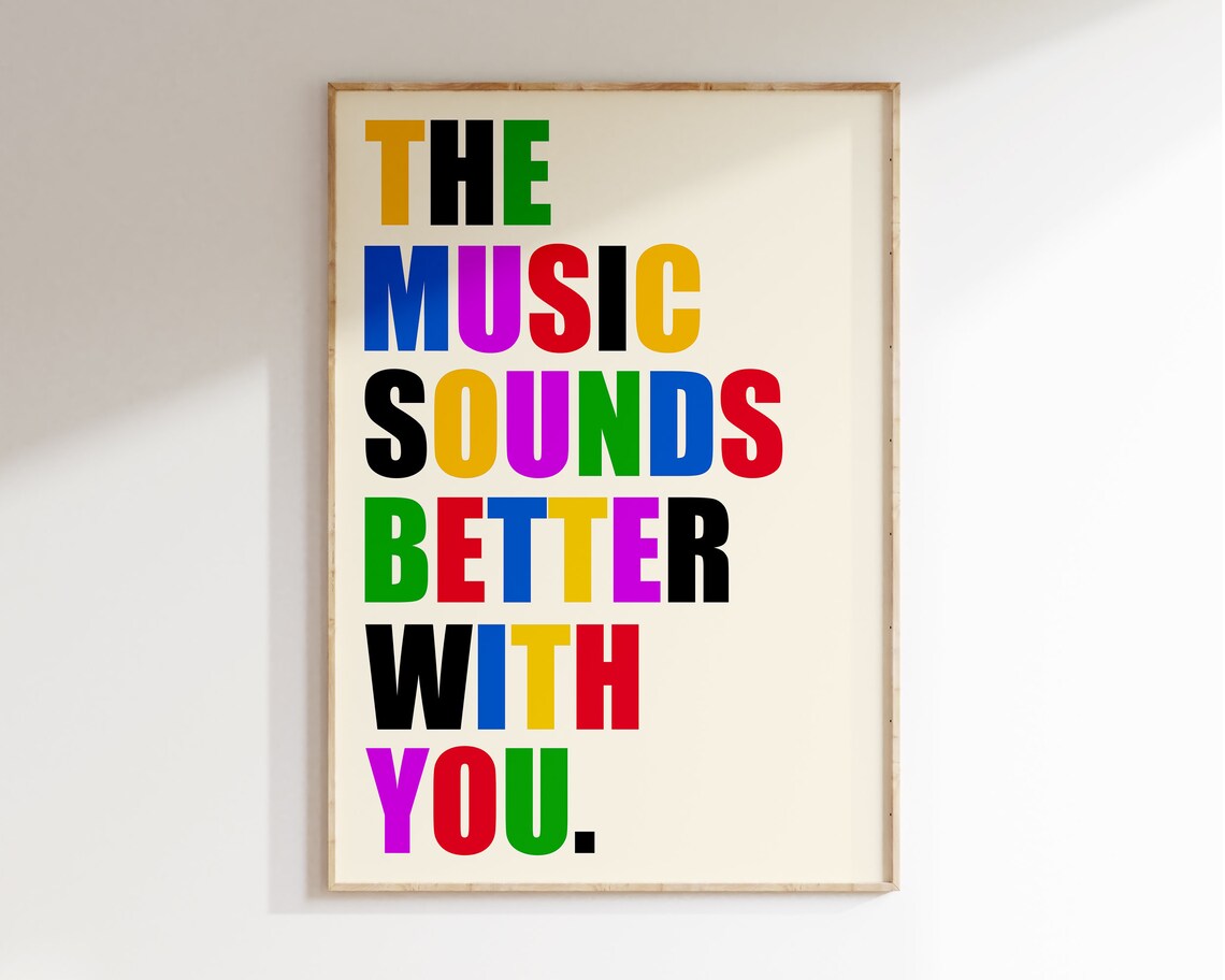 The Music Sounds Better With You Minimal Black Typography Poster - Image 2