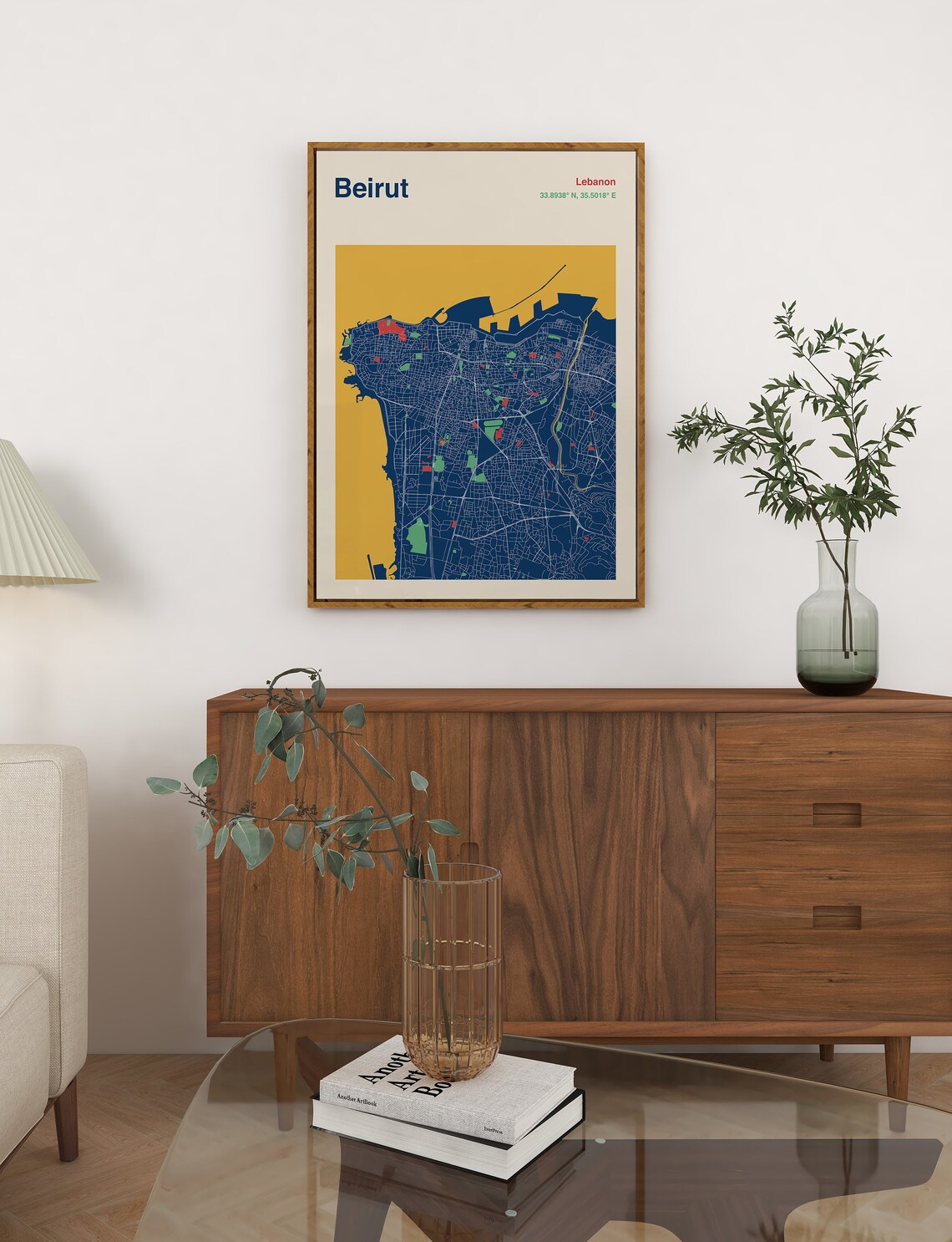 Beirut Lebanon Navy Gold Minimalist City Street Map Decor Poster - Image 2