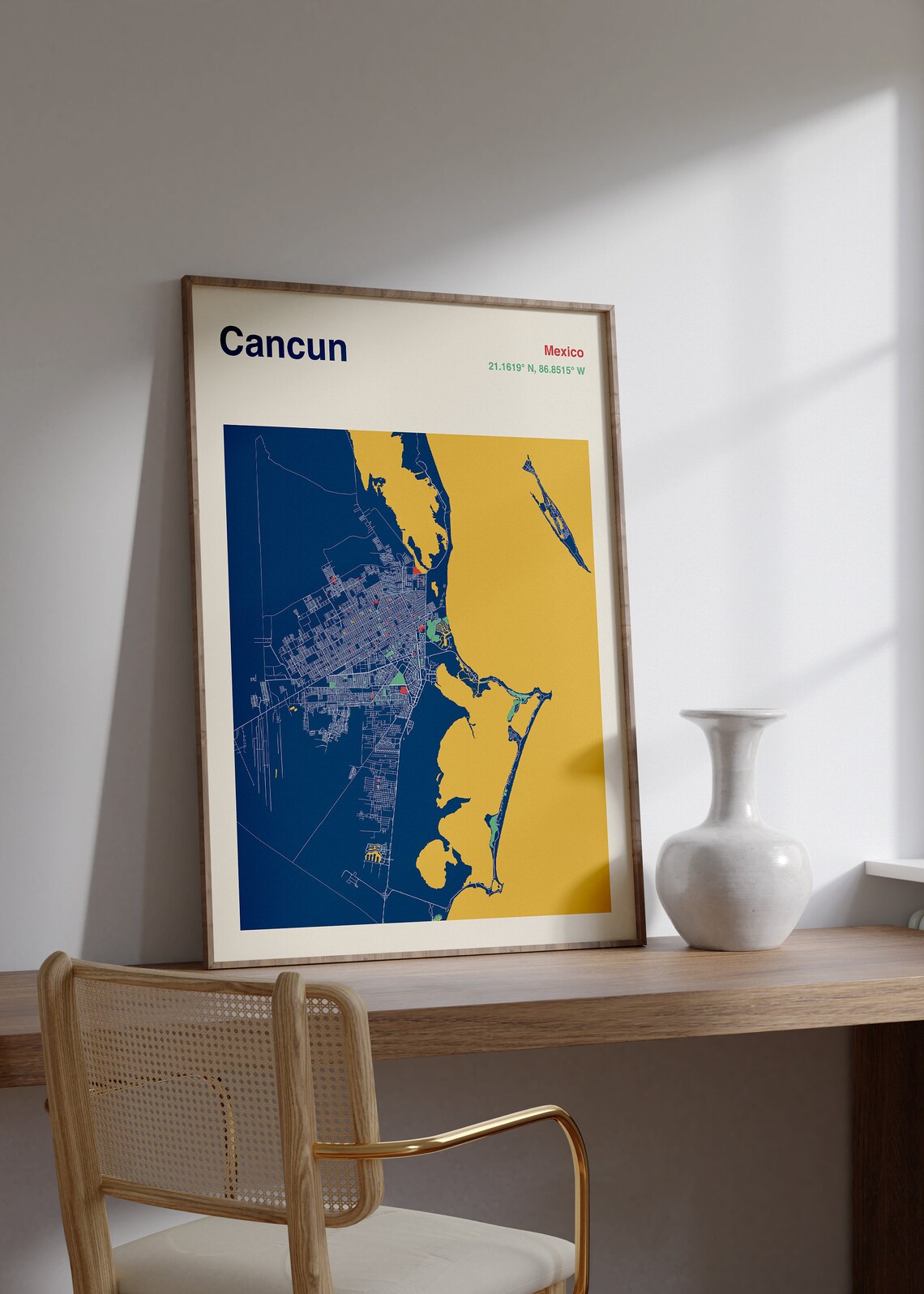 Cancun Mexico Color Block City Map Modern Coastal Travel Poster - Image 2