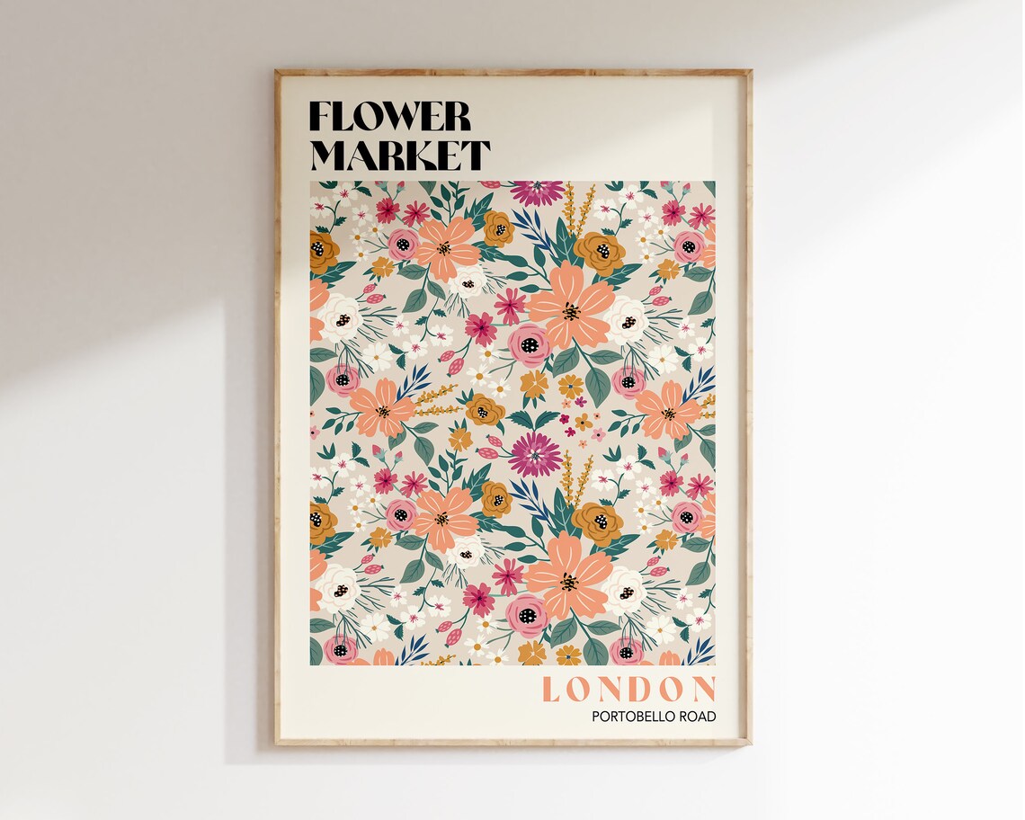 Portobello Road London Flower Market Floral Botanical Wall Poster