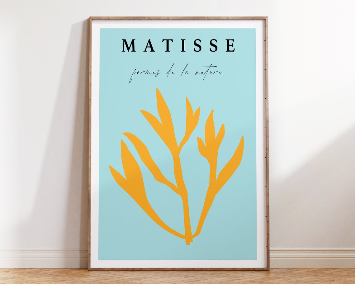 Matisse Formes de la Nature Orange Leaf Blue Botanical Poster