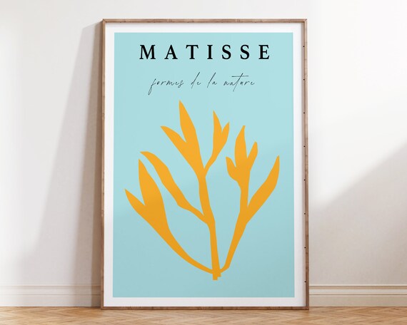 Matisse Botanical Leaf Poster Pastel Blue Yellow Matisse Print Matisse Decoupage Poster Minimal Matisse Exhibition Poster Mp050
