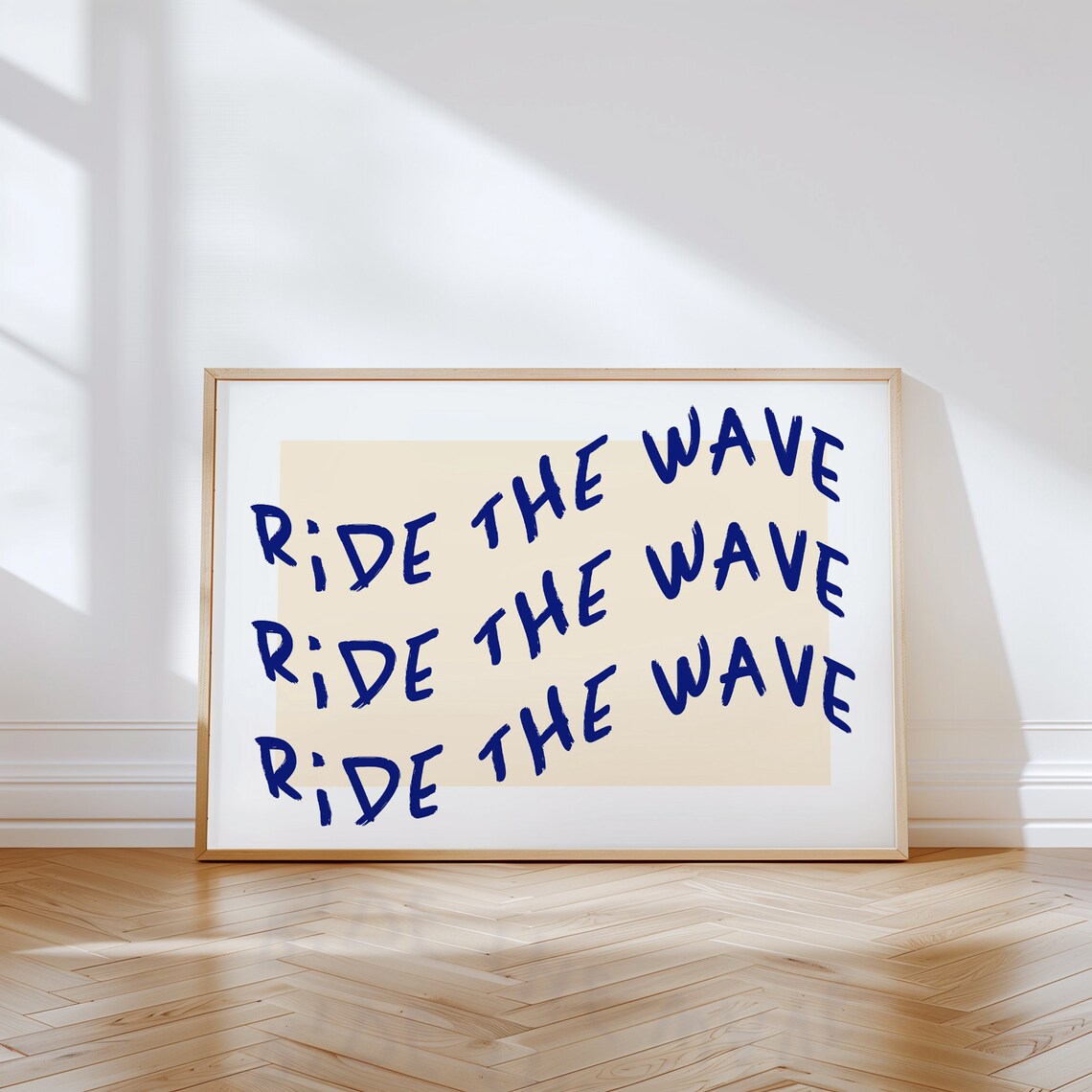 Ride the Wave Navy Brush Lettering Surf Beach Vibe Art Poster - Image 3