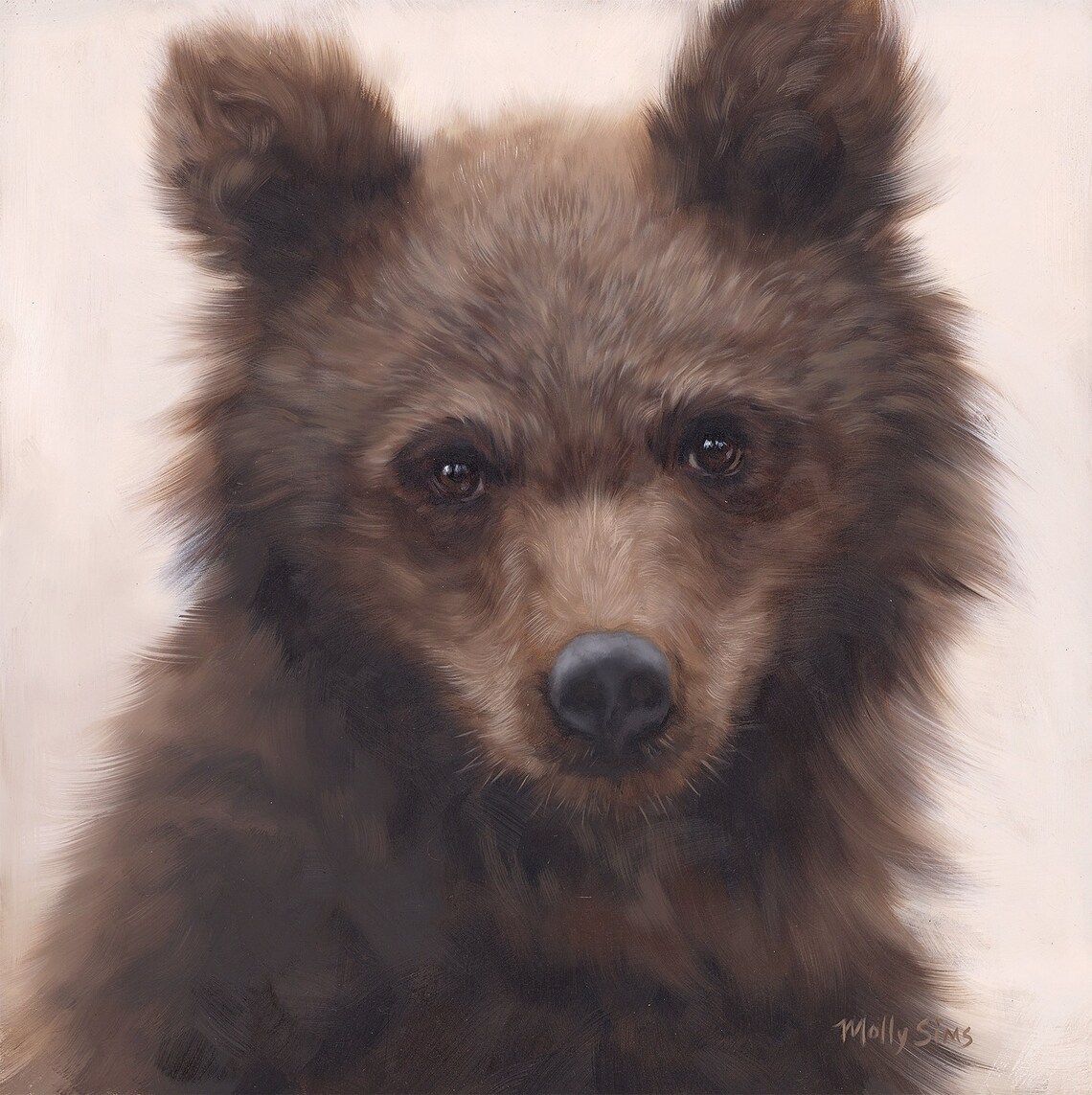 Bear Cub Portrait Painting Adorable Brown Bear Face Wildlife Poster