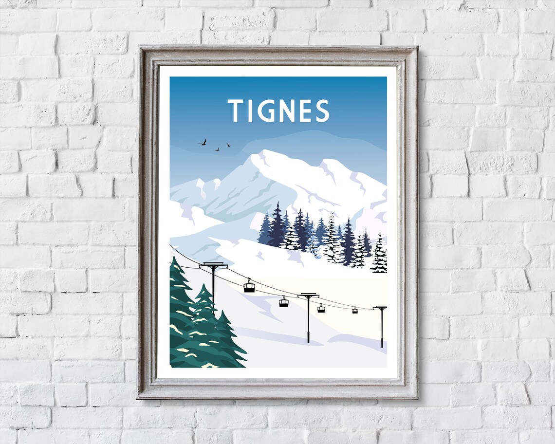 Tignes Travel Poster, Skiing Wall Art Print - Image 2