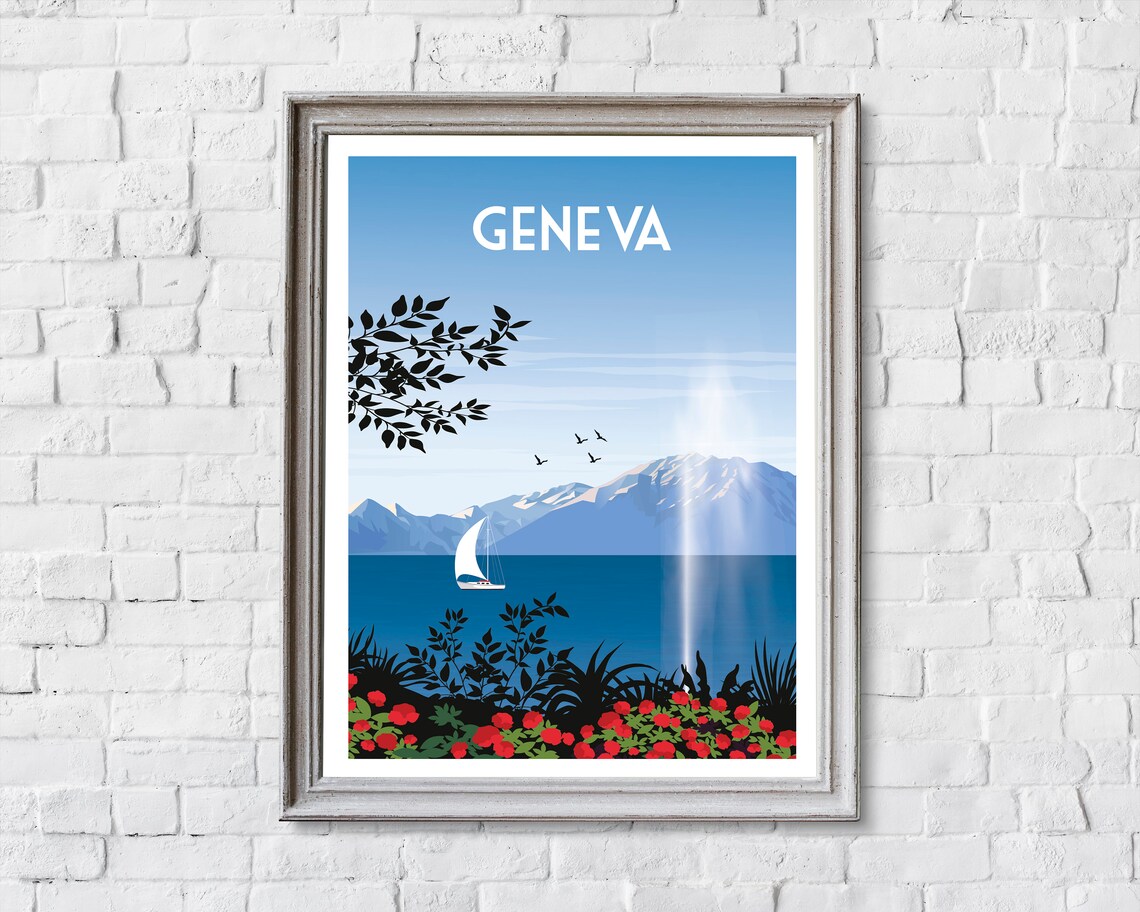 Geneva Travel Poster, Switzerland Travel Print - Image 2