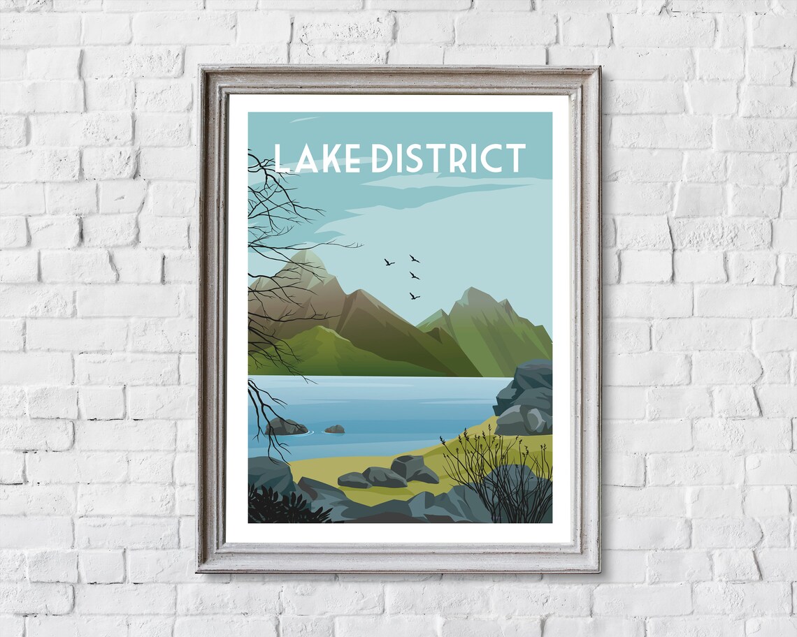 Lake District Retro Travel Poster, Place Print - Image 2