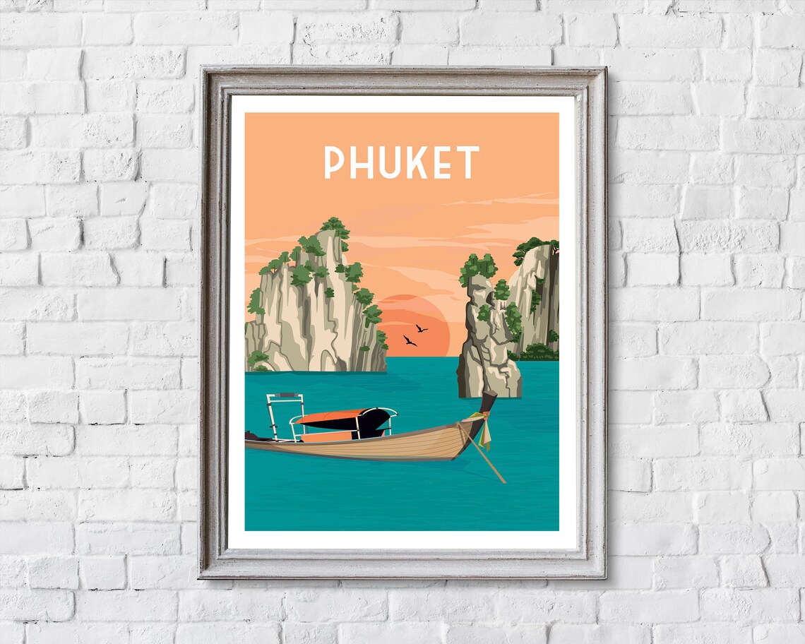 Phuket Retro Travel Poster, Thailand Wall Art Print - Image 2