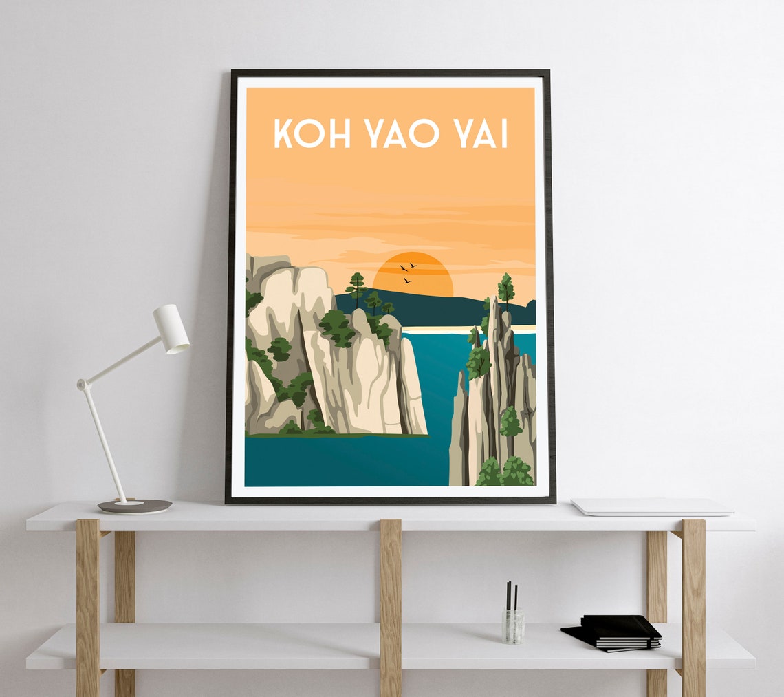 Koh Yao Yai Print Thailand Travel Poster Thailand Poster Koh Yao Yai Travel Poster Koh Yao Yai Travel Print Thailand Print Koh Yao Yai - Image 2