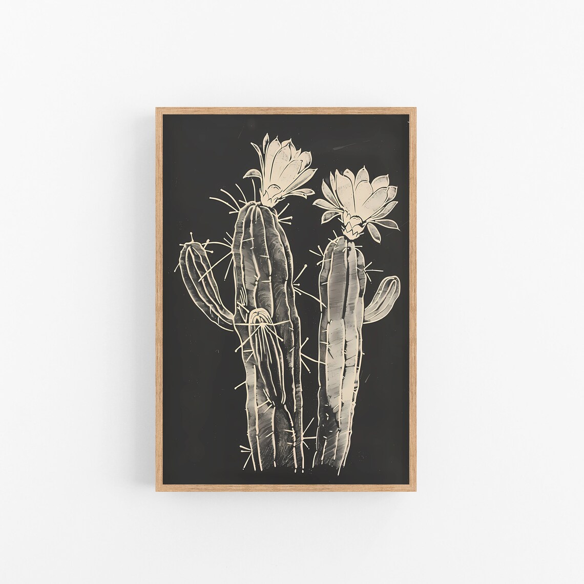 Dark Cactus Flower Art Print, Botanical Decor
