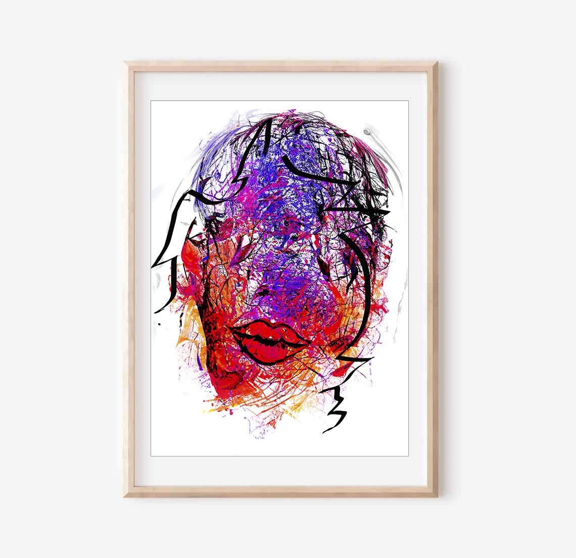 Abstract Face Mural Poster, Eye-Catcher Design