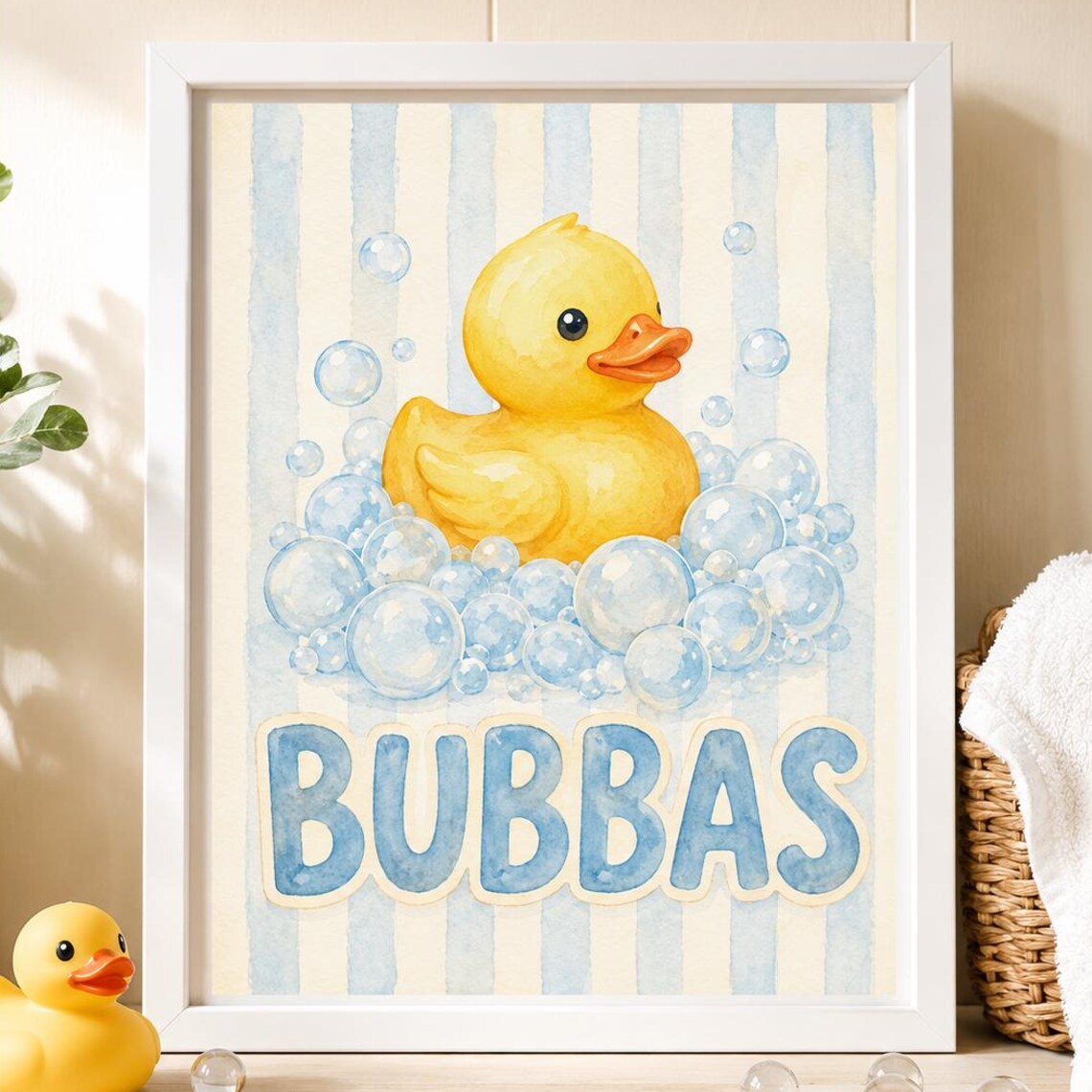 Kids Bathroom Print, Personalized Watercolor Art Print