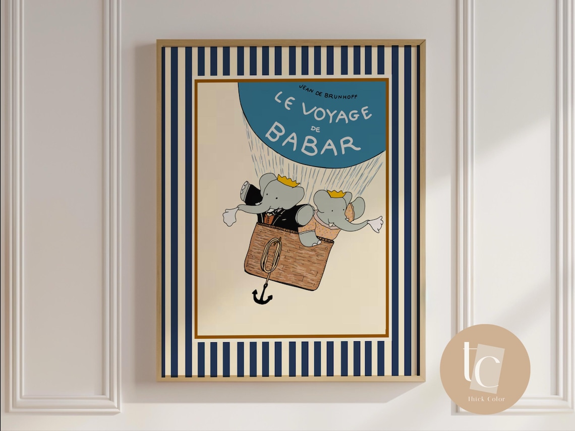 Babar The Elephant Le Voyag De Retro Poster