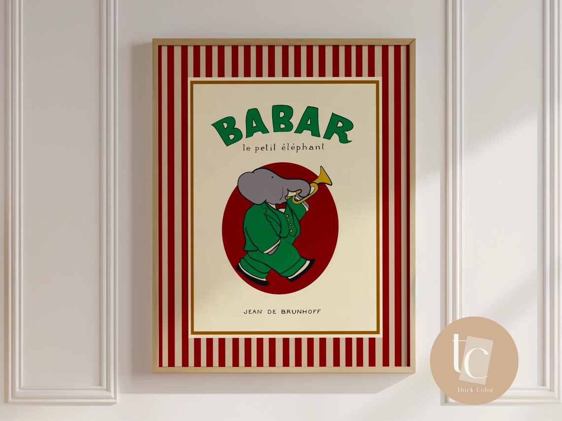 Babar The Elephant Le Musician Nursery Art Print