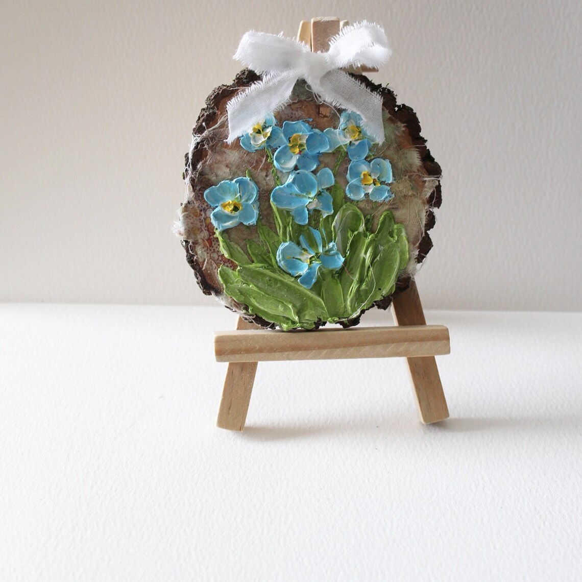 Painted Wood Slice Ornaments with Impasto Flowers and Bows Poster - Image 4