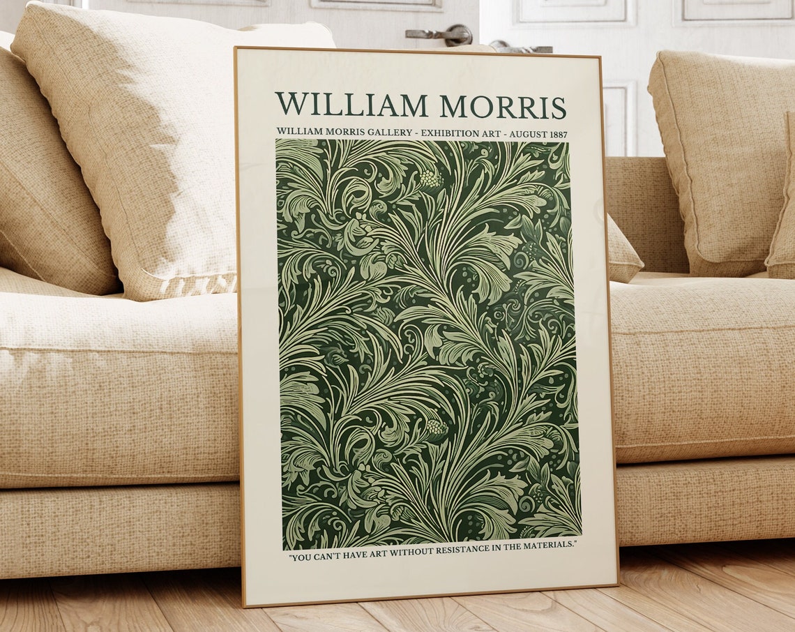 William Morris Green Acanthus Pattern 1887 Exhibition Poster