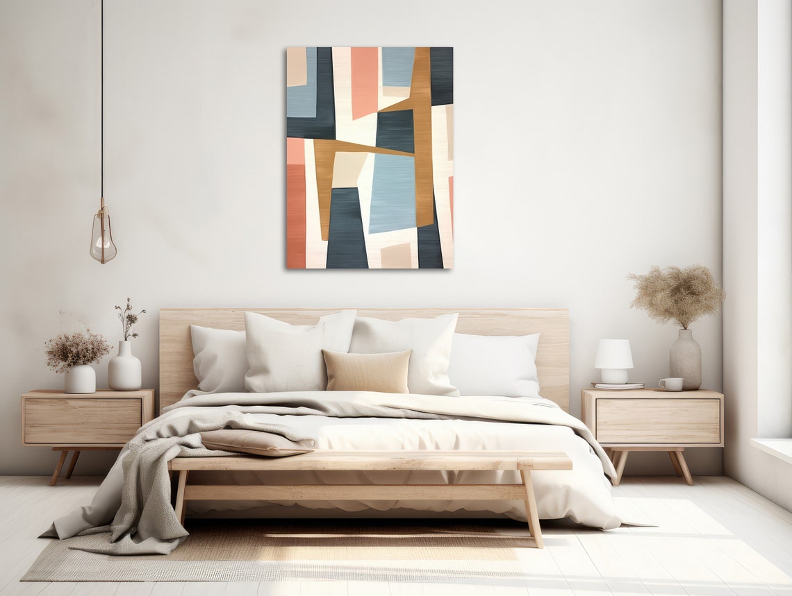 Bold Geometric Abstract With Red Circle Black Pink Shapes Poster - Image 2