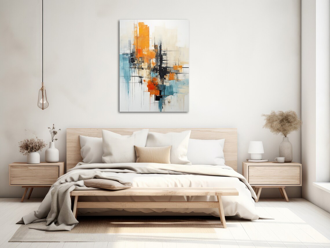 Large Abstract Wall Art Framed Print Modern Abstract Expressionist Painting Orange And Black Artwork Just Enough - Image 2