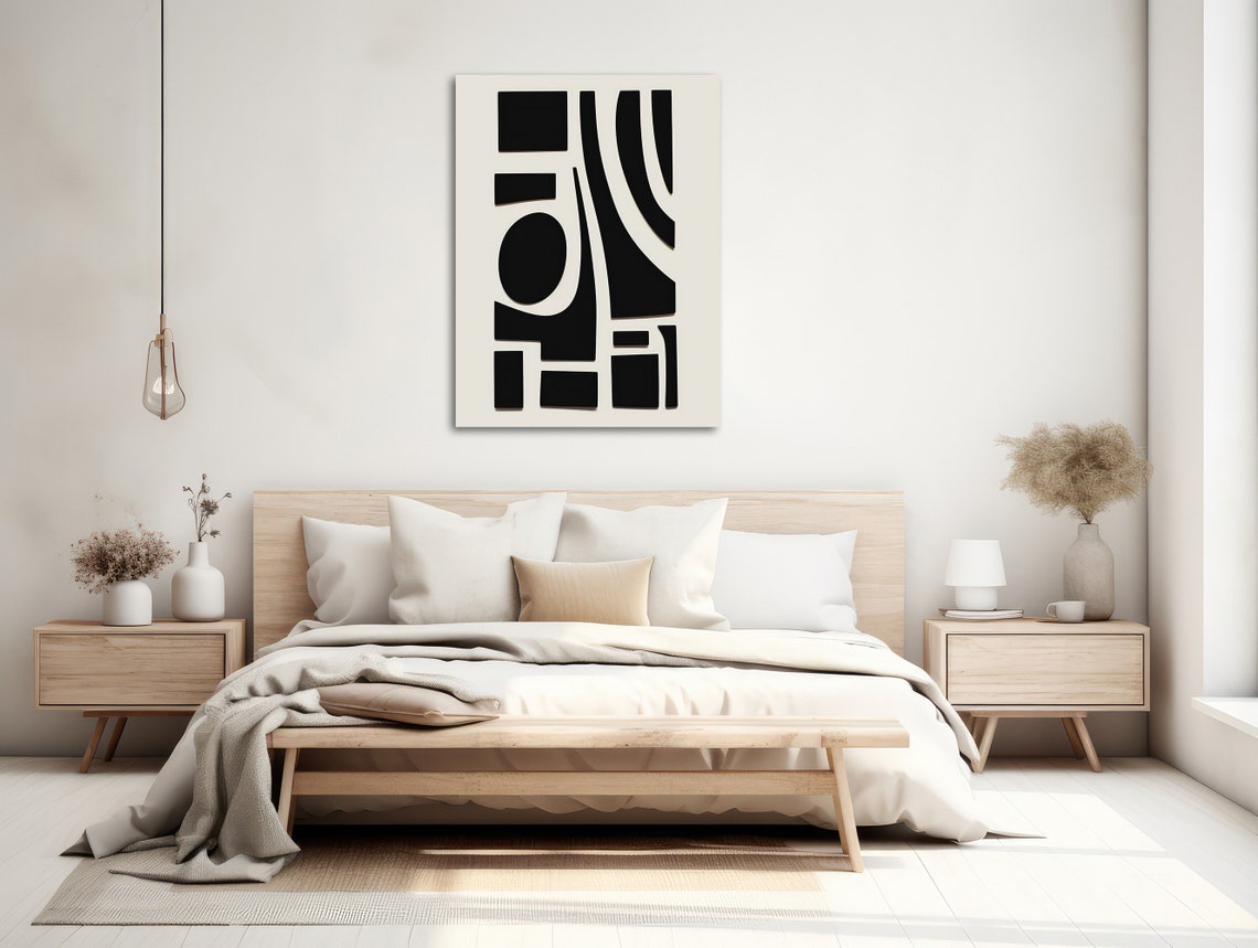 Black and White Doodle Shapes Minimalist Geometric Abstract Poster - Image 2