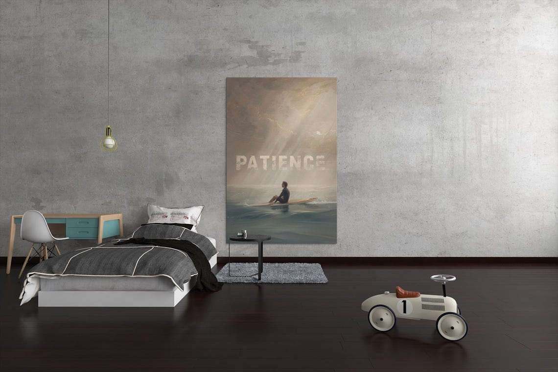 Patience Motivational Surf Poster, Ocean Quote - Image 3