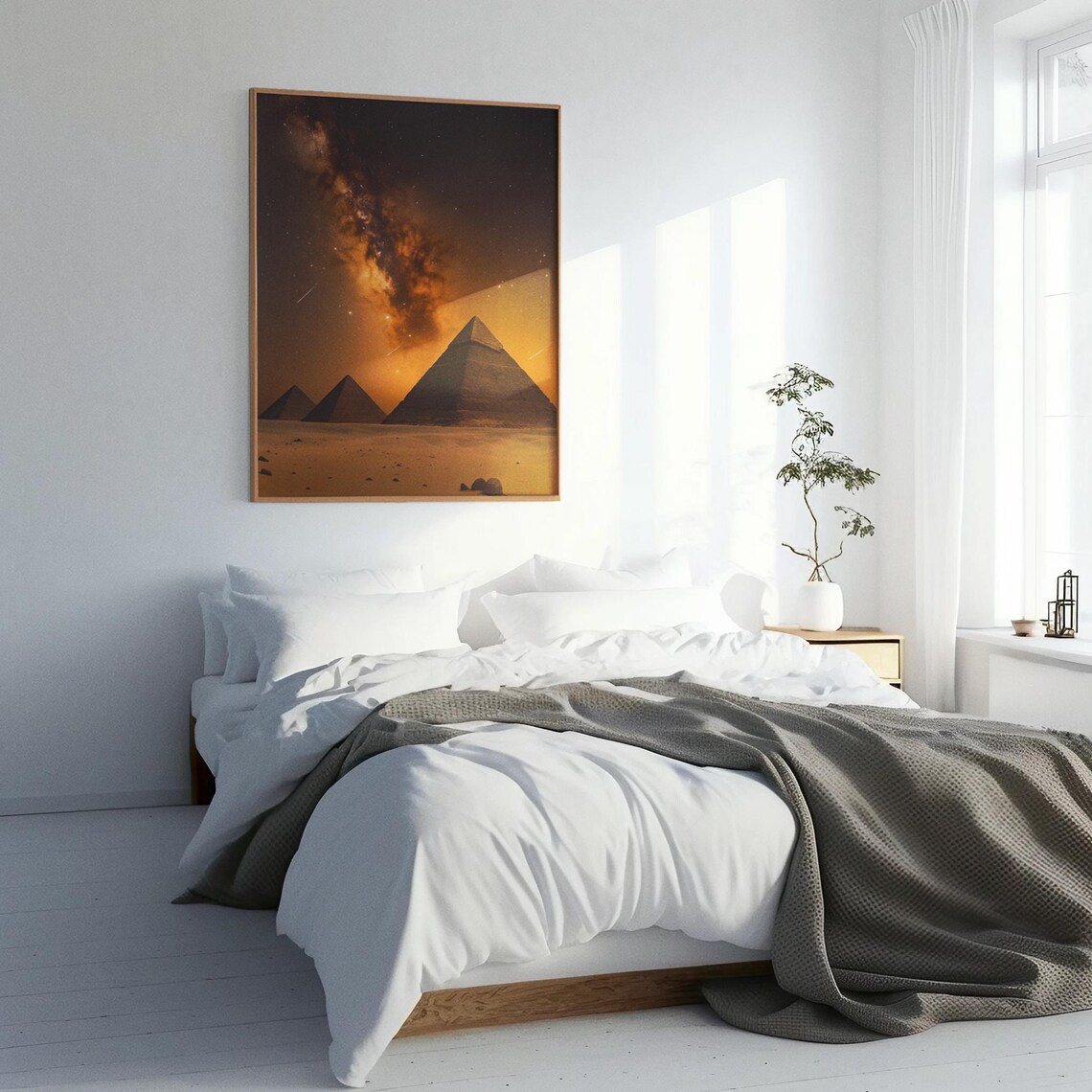 Ancient Egyptian Pyramid Art Print, Mystical Desert Night - Image 3