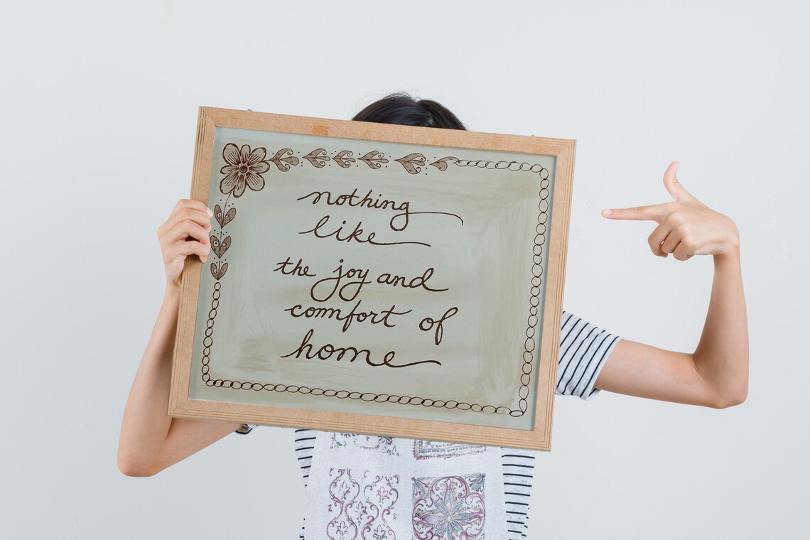 Feels Good To Be Home Poster Handdrawn Daily Affirmation Bedroom Dorm Wall Art Neutral Decor