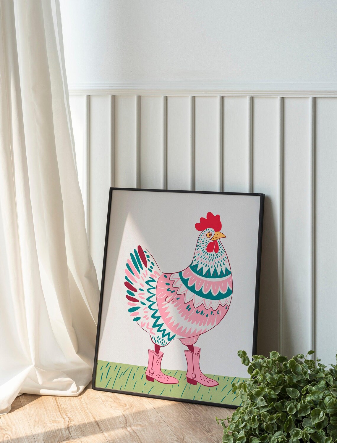 Chicken Pop Art Poster, Funny Animal Illustration