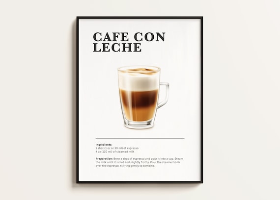 Cafe Con Leche Coffee Drink Recipe, Coffee Lover Gift