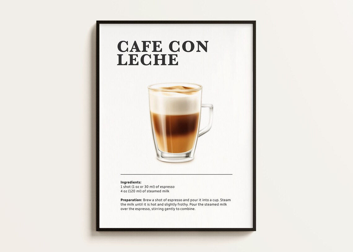 Cafe Con Leche Coffee Drink Recipe, Coffee Lover Gift