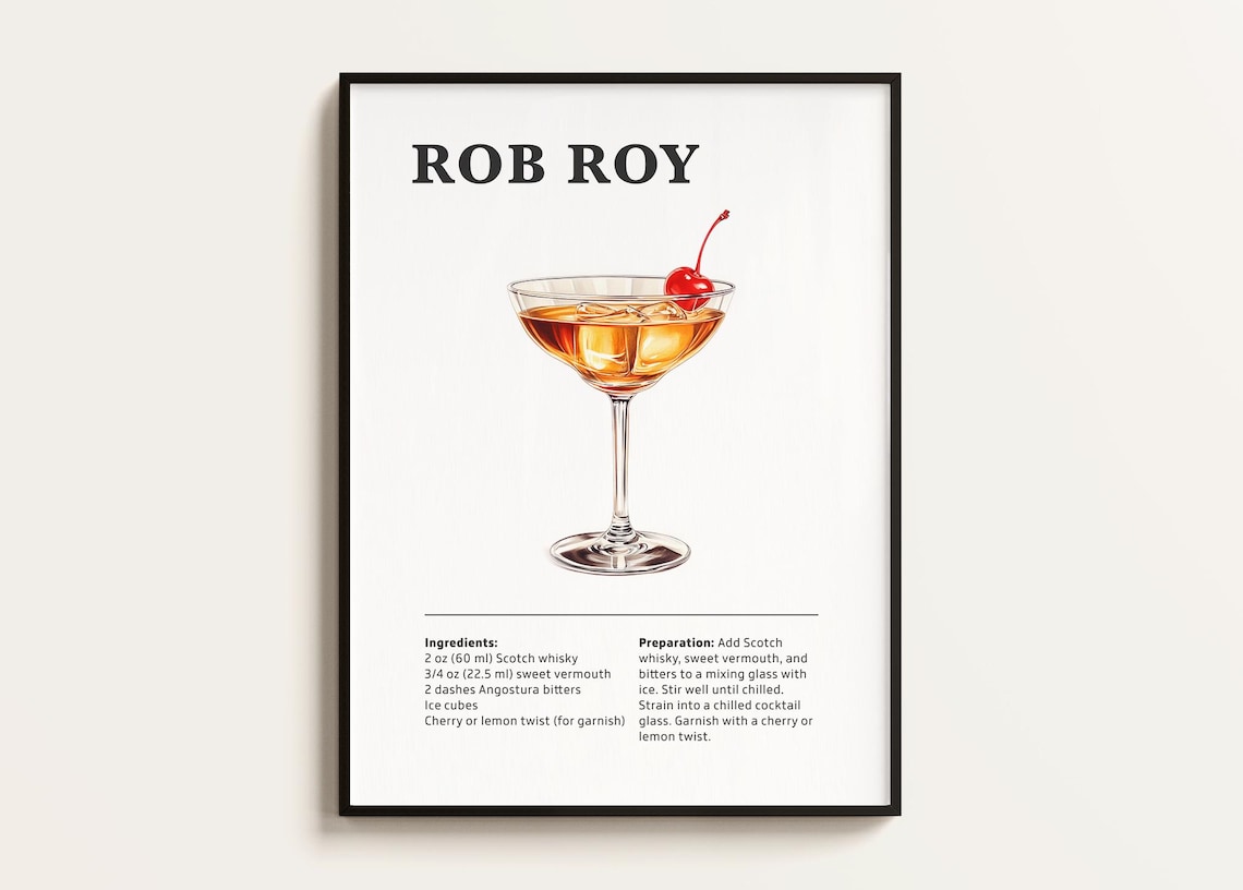 Rob Roy Cocktail Recipe, Bar Kitchen Art